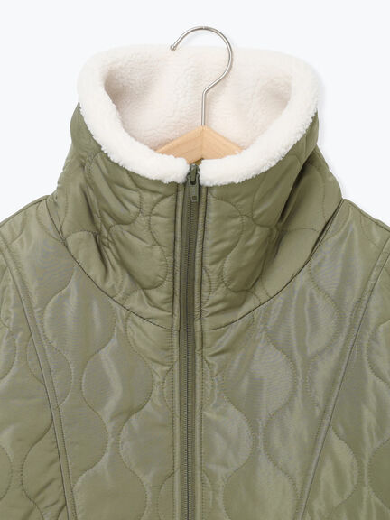 衿ボアキルトジャケット（ブラック/ライトベージュ/カーキ）｜Samansa Mos2 blue（サマンサモスモス ブルー）通販