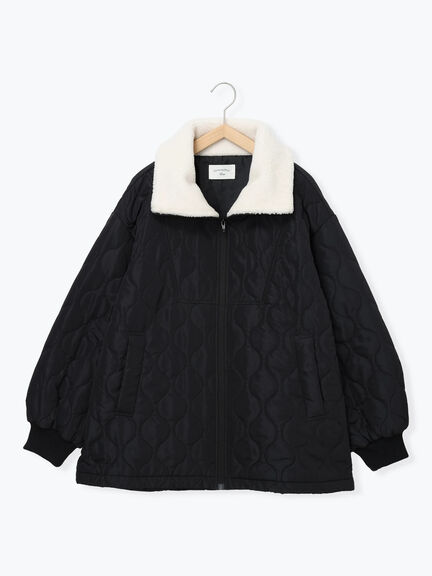 衿ボアキルトジャケット（ブラック/ライトベージュ/カーキ）｜Samansa Mos2 blue（サマンサモスモス ブルー）通販