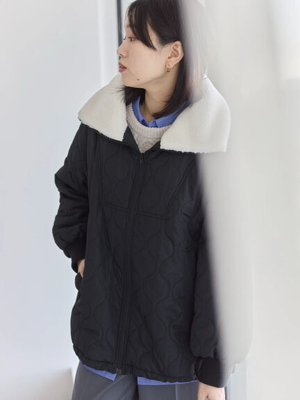 衿ボアキルトジャケット（ブラック/ライトベージュ/カーキ）｜Samansa Mos2 blue（サマンサモスモス ブルー）通販