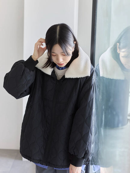 衿ボアキルトジャケット（ブラック/ライトベージュ/カーキ）｜Samansa Mos2 blue（サマンサモスモス ブルー）通販