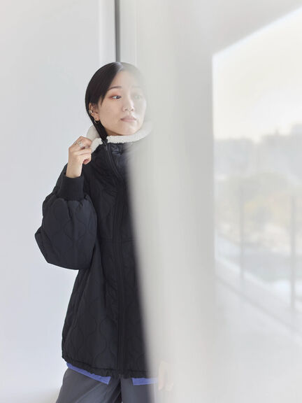 衿ボアキルトジャケット（ブラック/ライトベージュ/カーキ）｜Samansa Mos2 blue（サマンサモスモス ブルー）通販