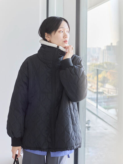 衿ボアキルトジャケット（ブラック/ライトベージュ/カーキ）｜Samansa Mos2 blue（サマンサモスモス ブルー）通販