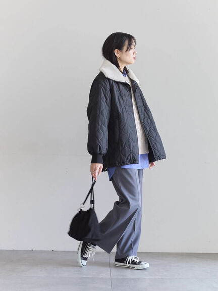 衿ボアキルトジャケット（ブラック/ライトベージュ/カーキ）｜Samansa Mos2 blue（サマンサモスモス ブルー）通販