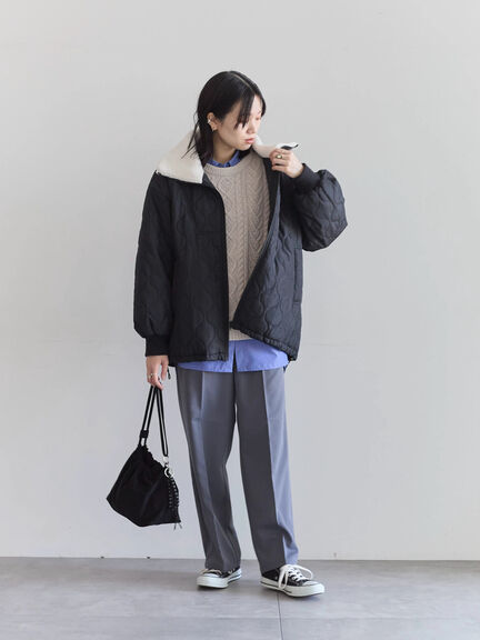 衿ボアキルトジャケット（ブラック/ライトベージュ/カーキ）｜Samansa Mos2 blue（サマンサモスモス ブルー）通販