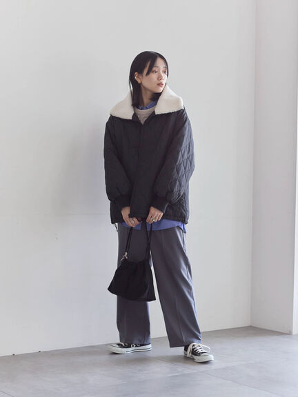 衿ボアキルトジャケット（ブラック/ライトベージュ/カーキ）｜Samansa Mos2 blue（サマンサモスモス ブルー）通販