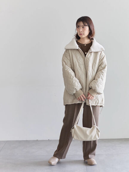 衿ボアキルトジャケット（ブラック/ライトベージュ/カーキ）｜Samansa Mos2 blue（サマンサモスモス ブルー）通販