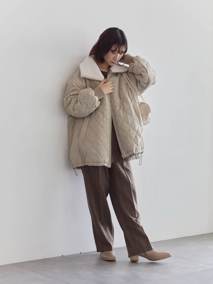 衿ボアキルトジャケット（ブラック/ライトベージュ/カーキ）｜Samansa Mos2 blue（サマンサモスモス ブルー）通販