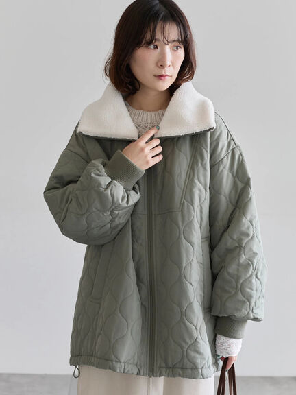 衿ボアキルトジャケット（ブラック/ライトベージュ/カーキ）｜Samansa Mos2 blue（サマンサモスモス ブルー）通販