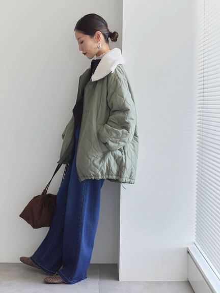 衿ボアキルトジャケット（ブラック/ライトベージュ/カーキ）｜Samansa Mos2 blue（サマンサモスモス ブルー）通販