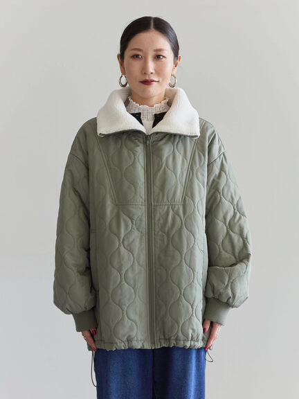 衿ボアキルトジャケット（ブラック/ライトベージュ/カーキ）｜Samansa Mos2 blue（サマンサモスモス ブルー）通販