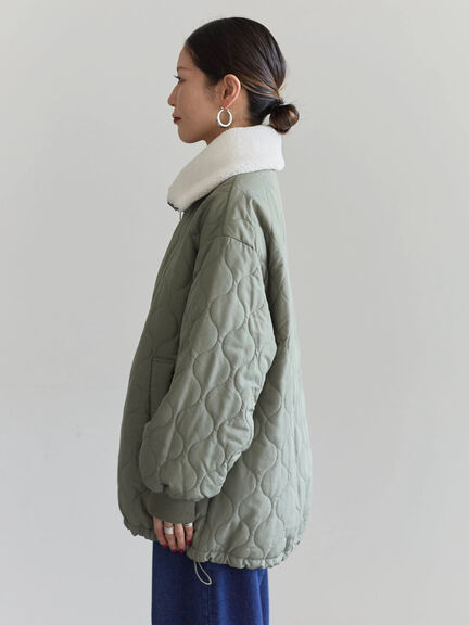 衿ボアキルトジャケット（ブラック/ライトベージュ/カーキ）｜Samansa Mos2 blue（サマンサモスモス ブルー）通販