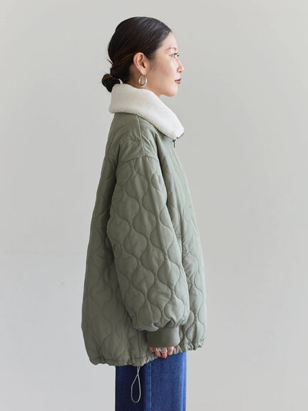 衿ボアキルトジャケット（ブラック/ライトベージュ/カーキ）｜Samansa Mos2 blue（サマンサモスモス ブルー）通販