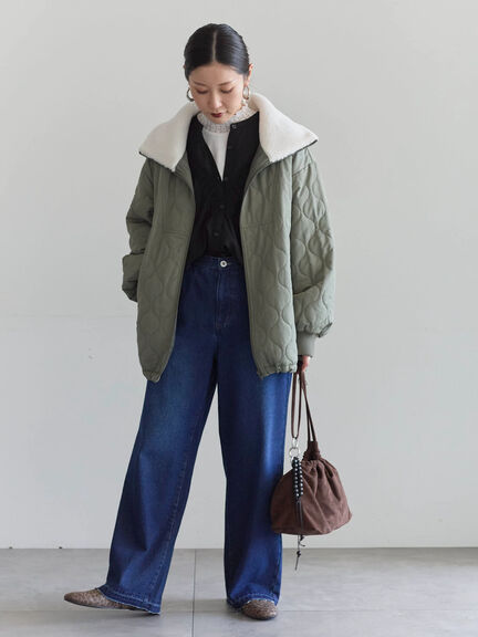 衿ボアキルトジャケット（ブラック/ライトベージュ/カーキ）｜Samansa Mos2 blue（サマンサモスモス ブルー）通販