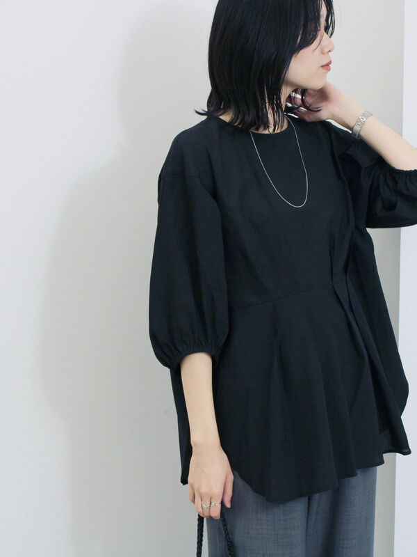 セール】 タックブラウス（ブラック/グリーン/プラム/トップス/シャツ