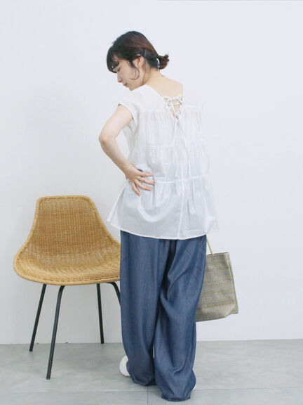◎ティアードブラウス（オフホワイト/チャコールグレー/ブラック）｜Samansa Mos2 blue（サマンサモスモス ブルー）通販
