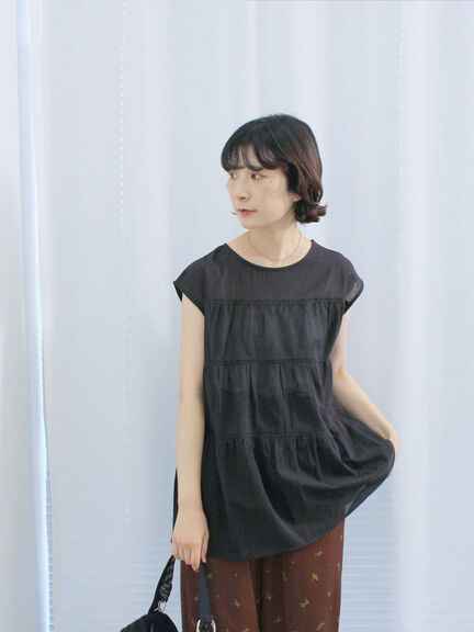 ◎ティアードブラウス（オフホワイト/チャコールグレー/ブラック）｜Samansa Mos2 blue（サマンサモスモス ブルー）通販