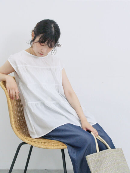 ◎ティアードブラウス（オフホワイト/チャコールグレー/ブラック）｜Samansa Mos2 blue（サマンサモスモス ブルー）通販