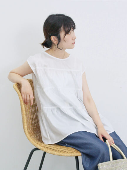 ◎ティアードブラウス（オフホワイト/チャコールグレー/ブラック）｜Samansa Mos2 blue（サマンサモスモス ブルー）通販