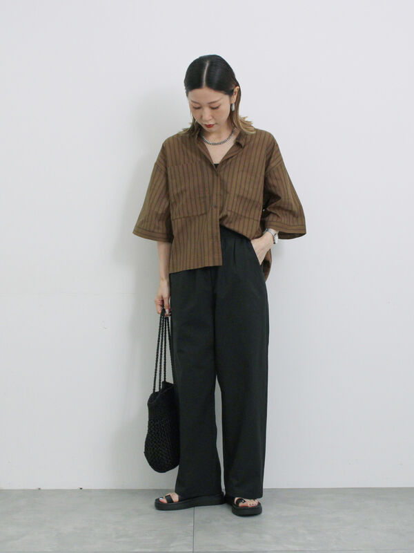 セール】 ◎シアーストライプシャツ（オフホワイト/ベージュ/ブラウン