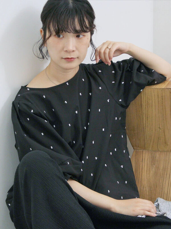 RNA media ブラウス Sale セール 50%off B2125 ストライプ刺繍シャツ ◎ドット刺繍ブラウス（オフホワイト/ブラック/サックスブルー
