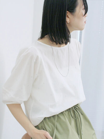 ◎ドット刺繍ブラウス（オフホワイト/ブラック/サックスブルー）｜Samansa Mos2 blue（サマンサモスモス ブルー）通販