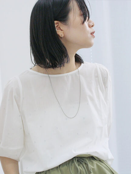 ◎ドット刺繍ブラウス（オフホワイト/ブラック/サックスブルー）｜Samansa Mos2 blue（サマンサモスモス ブルー）通販