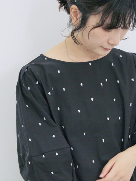 ◎ドット刺繍ブラウス（オフホワイト/ブラック/サックスブルー）｜Samansa Mos2 blue（サマンサモスモス ブルー）通販