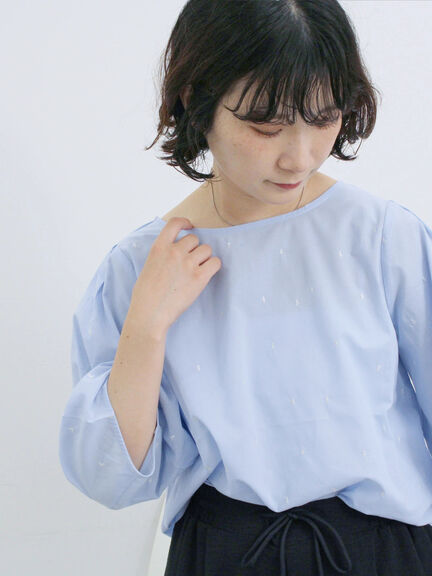◎ドット刺繍ブラウス（オフホワイト/ブラック/サックスブルー）｜Samansa Mos2 blue（サマンサモスモス ブルー）通販