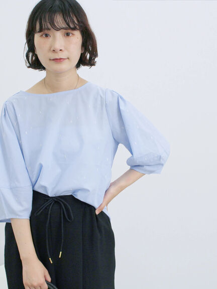 ◎ドット刺繍ブラウス（オフホワイト/ブラック/サックスブルー）｜Samansa Mos2 blue（サマンサモスモス ブルー）通販