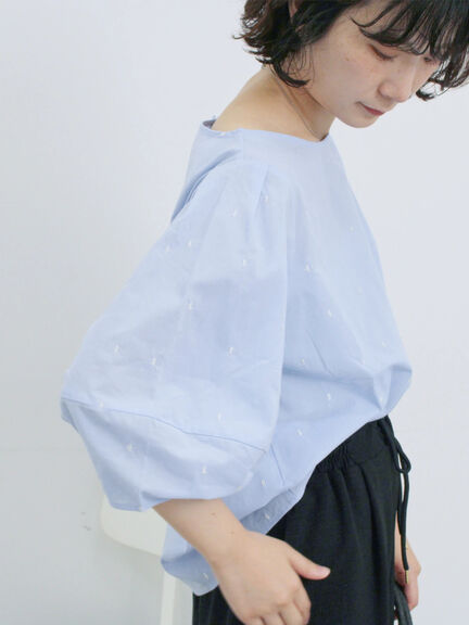 ◎ドット刺繍ブラウス（オフホワイト/ブラック/サックスブルー）｜Samansa Mos2 blue（サマンサモスモス ブルー）通販