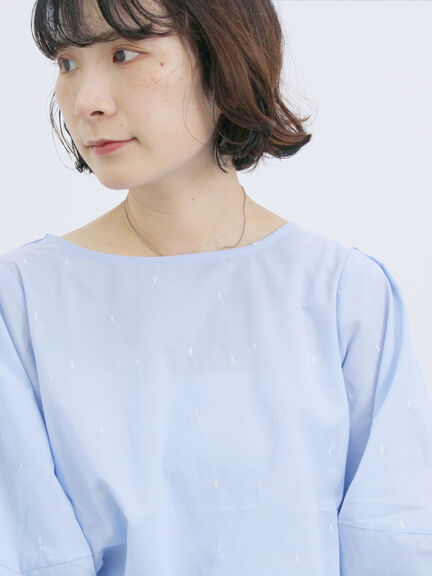 ◎ドット刺繍ブラウス（オフホワイト/ブラック/サックスブルー）｜Samansa Mos2 blue（サマンサモスモス ブルー）通販