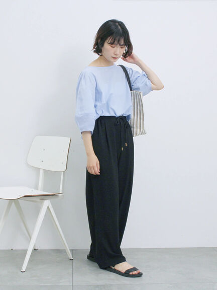 ◎ドット刺繍ブラウス（オフホワイト/ブラック/サックスブルー）｜Samansa Mos2 blue（サマンサモスモス ブルー）通販