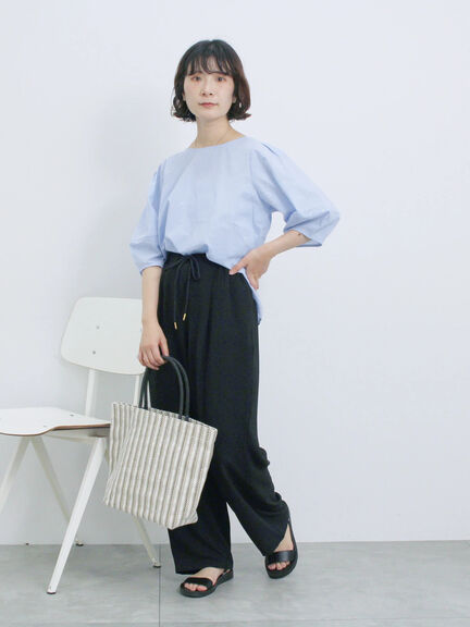 ◎ドット刺繍ブラウス（オフホワイト/ブラック/サックスブルー）｜Samansa Mos2 blue（サマンサモスモス ブルー）通販