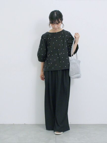 ◎ドット刺繍ブラウス（オフホワイト/ブラック/サックスブルー）｜Samansa Mos2 blue（サマンサモスモス ブルー）通販