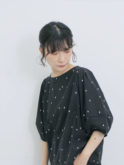 ◎ドット刺繍ブラウス（オフホワイト/ブラック/サックスブルー）｜Samansa Mos2 blue（サマンサモスモス ブルー）通販