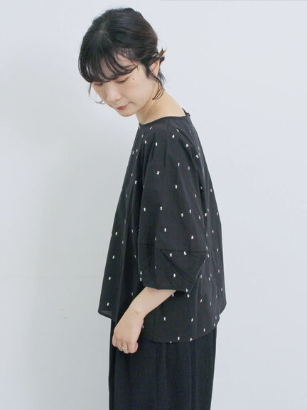 ◎ドット刺繍ブラウス（オフホワイト/ブラック/サックスブルー）｜Samansa Mos2 blue（サマンサモスモス ブルー）通販