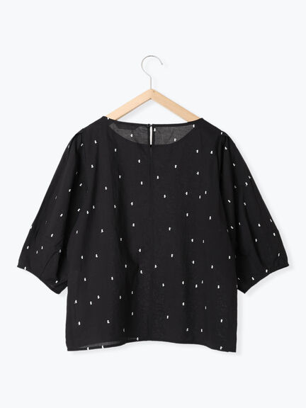 ◎ドット刺繍ブラウス（オフホワイト/ブラック/サックスブルー）｜Samansa Mos2 blue（サマンサモスモス ブルー）通販