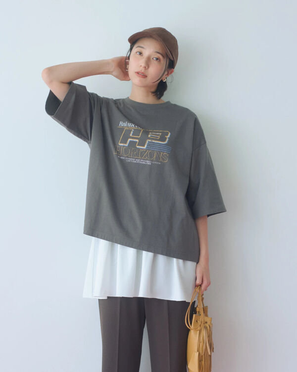 ヴィンテージ風プリントTシャツ（チャコールグレー/ライトベージュ/ブラウン）｜Samansa Mos2 blue（サマンサモスモス ブルー）通販