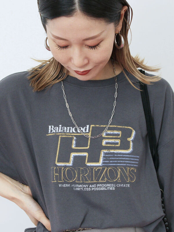 ヴィンテージ風プリントTシャツ（チャコールグレー）｜Samansa Mos2 blue（サマンサモスモス ブルー）通販