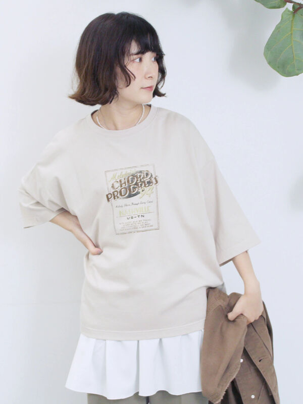 ヴィンテージ風プリントTシャツ（ライトベージュ）｜Samansa Mos2 blue（サマンサモスモス ブルー）通販