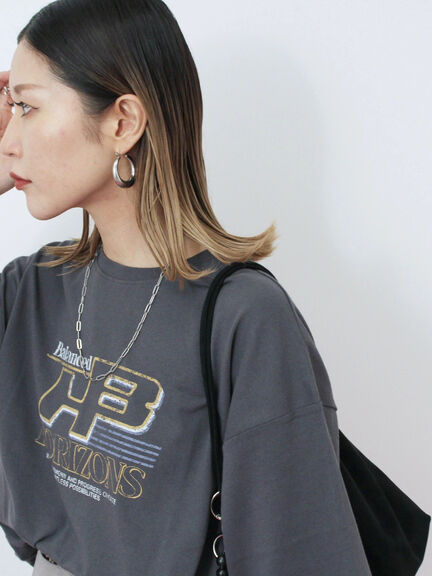 ヴィンテージ風プリントTシャツ（チャコールグレー/ライトベージュ/ブラウン）｜Samansa Mos2 blue（サマンサモスモス ブルー）通販