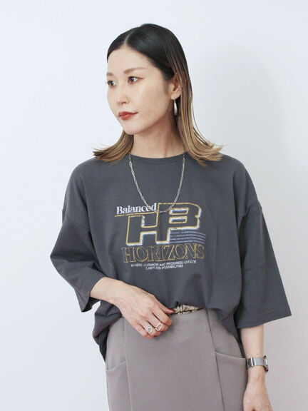 ヴィンテージ風プリントTシャツ（チャコールグレー/ライトベージュ/ブラウン）｜Samansa Mos2 blue（サマンサモスモス ブルー）通販