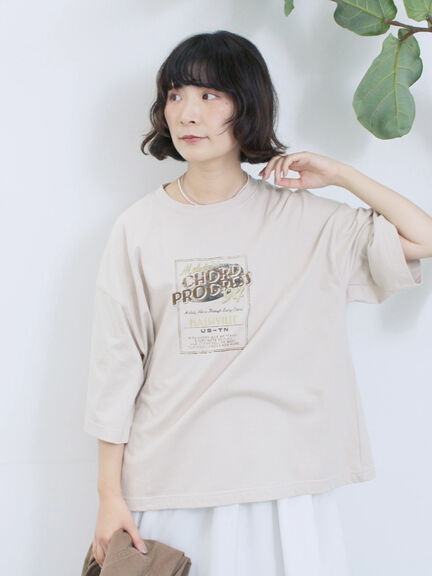 ヴィンテージ風プリントTシャツ（チャコールグレー/ライトベージュ/ブラウン）｜Samansa Mos2 blue（サマンサモスモス ブルー）通販