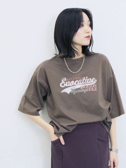 ヴィンテージ風プリントTシャツ（チャコールグレー/ライトベージュ/ブラウン）｜Samansa Mos2 blue（サマンサモスモス ブルー）通販