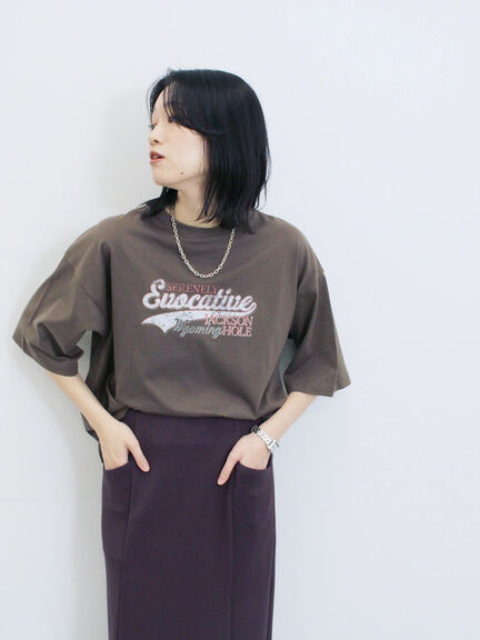 ヴィンテージ風プリントTシャツ（チャコールグレー/ライトベージュ/ブラウン）｜Samansa Mos2 blue（サマンサモスモス ブルー）通販