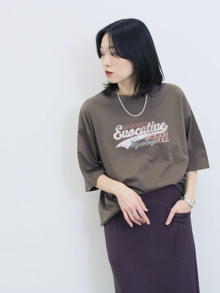 ヴィンテージ風プリントTシャツ（チャコールグレー/ライトベージュ/ブラウン）｜Samansa Mos2 blue（サマンサモスモス ブルー）通販