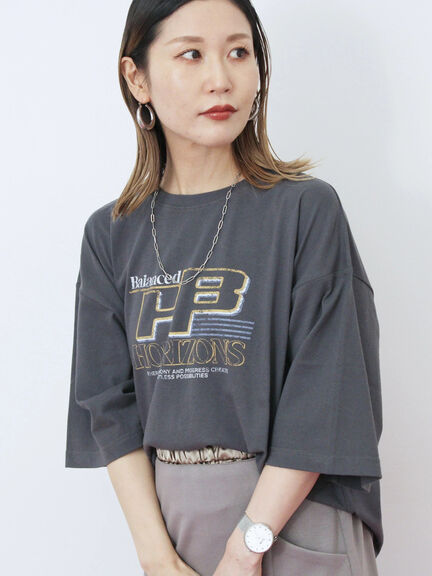 ヴィンテージ風プリントTシャツ（チャコールグレー/ライトベージュ/ブラウン）｜Samansa Mos2 blue（サマンサモスモス ブルー）通販