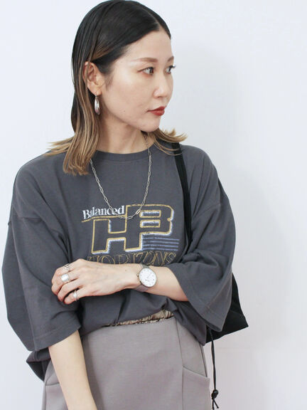 ヴィンテージ風プリントTシャツ（チャコールグレー/ライトベージュ/ブラウン）｜Samansa Mos2 blue（サマンサモスモス ブルー）通販
