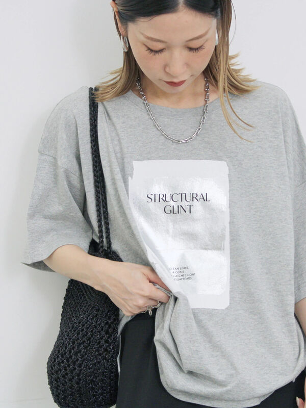◎箔プリントTシャツ（オフホワイト/グレー/チャコールグレー）｜Samansa Mos2 blue（サマンサモスモス ブルー）通販