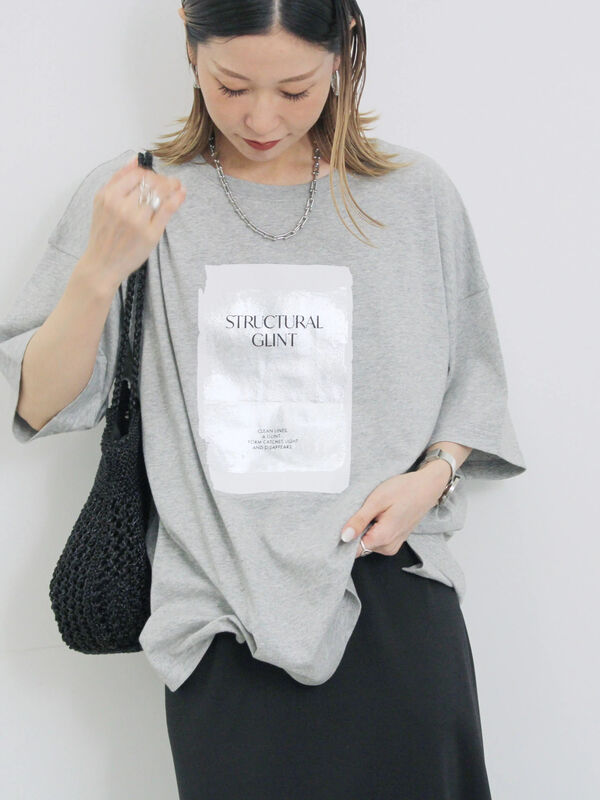 ◎箔プリントTシャツ（グレー）｜Samansa Mos2 blue（サマンサモスモス ブルー）通販